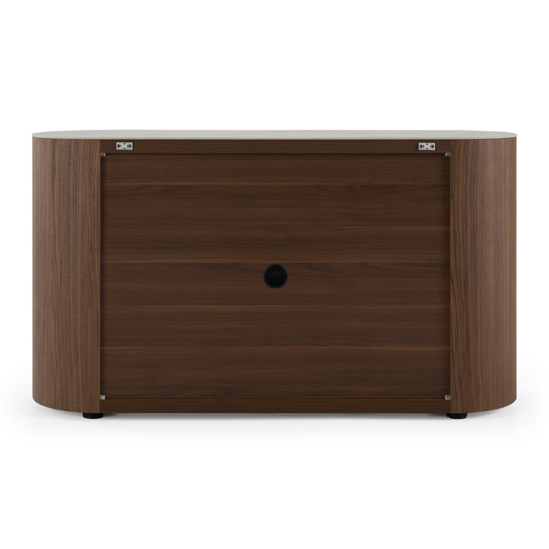 Chelton - Contemporary White Ceramic & Walnut 3-Drawer Dresser — view 4
