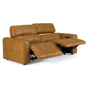 Chevak - Modern Brown Leather Sofa w/ 2 Recliners — view 2