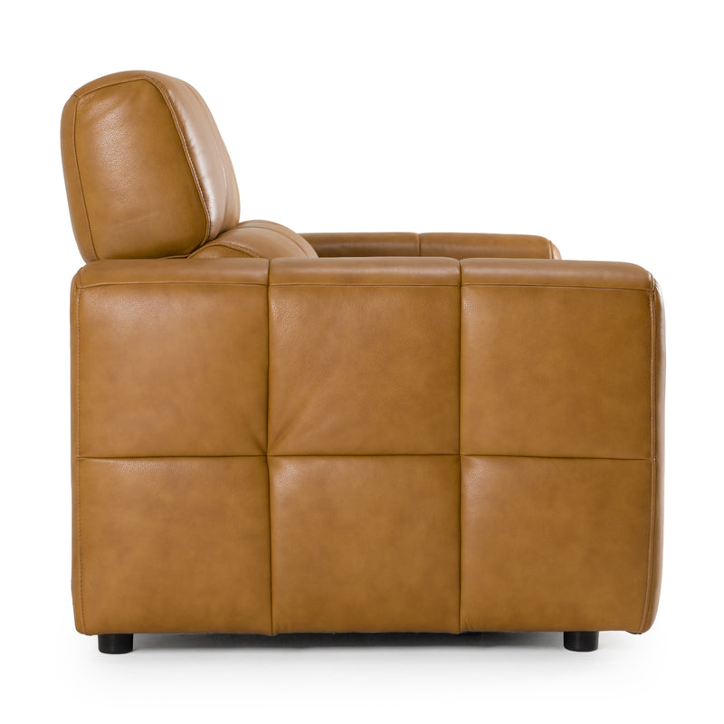 Chevak - Modern Brown Leather Sofa w/ 2 Recliners — view 3