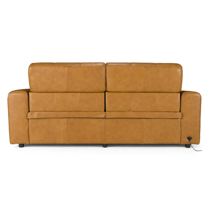 Chevak - Modern Brown Leather Sofa w/ 2 Recliners — view 4