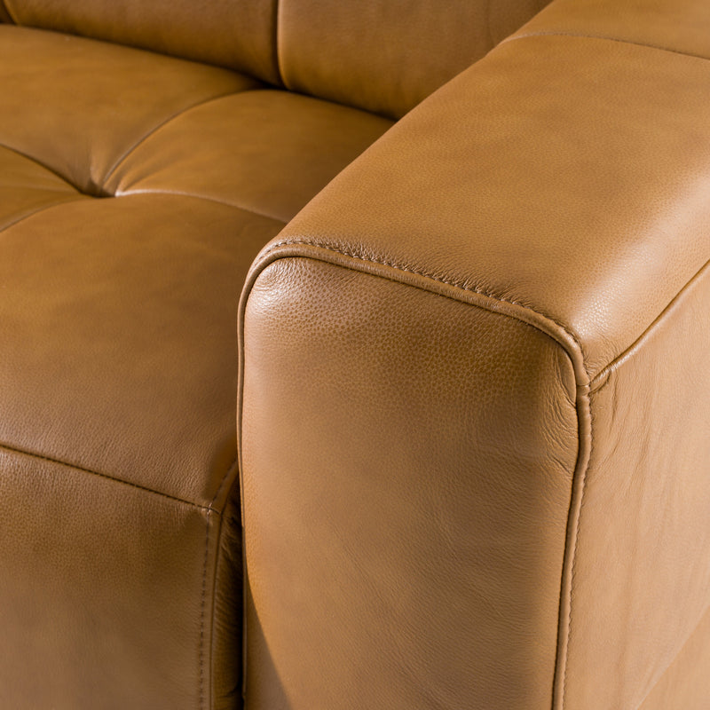 Chevak - Modern Brown Leather Sofa w/ 2 Recliners — view 5