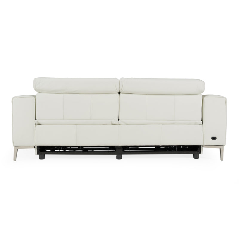 Chignik - Modern White Leather Sofa w/ 2 Recliners — view 3