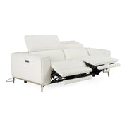 Chignik - Modern White Leather Sofa w/ 2 Recliners — view 4
