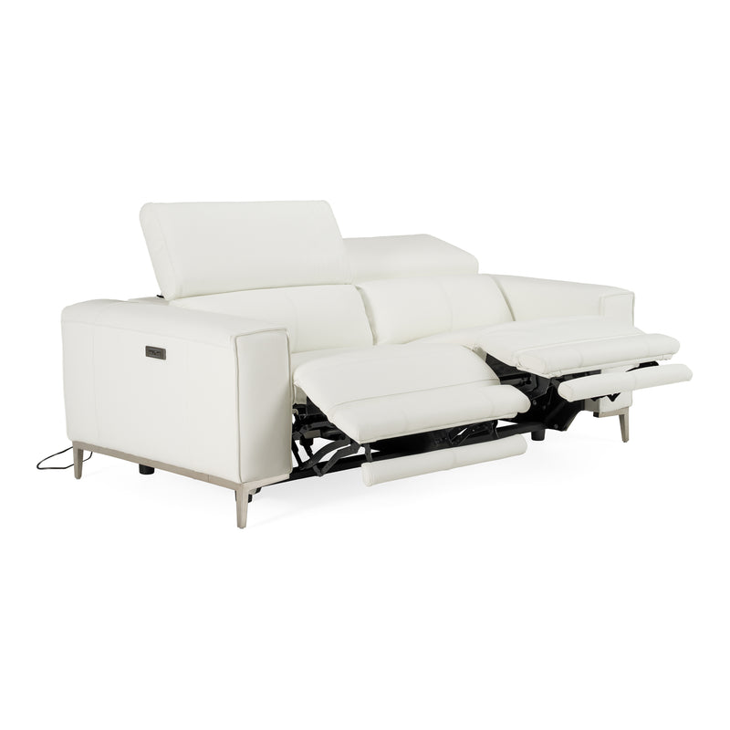 Chignik - Modern White Leather Sofa w/ 2 Recliners — view 4