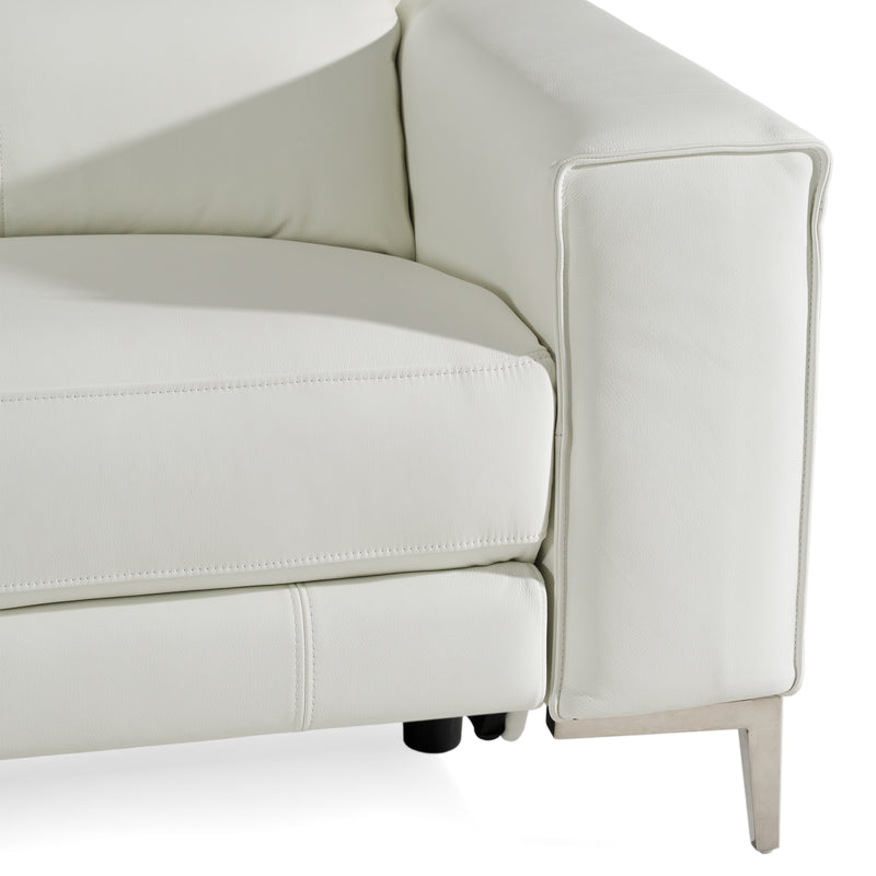Chignik - Modern White Leather Sofa w/ 2 Recliners — view 5