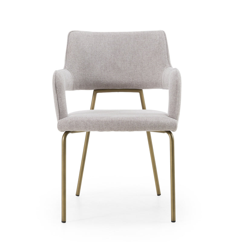 Childers - Modern Grey Fabric + Antique Brass Dining Chair