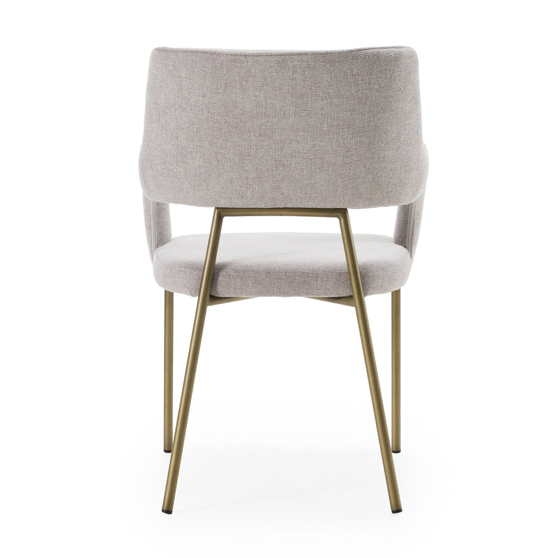 Childers - Modern Grey Fabric + Antique Brass Dining Chair — view 3