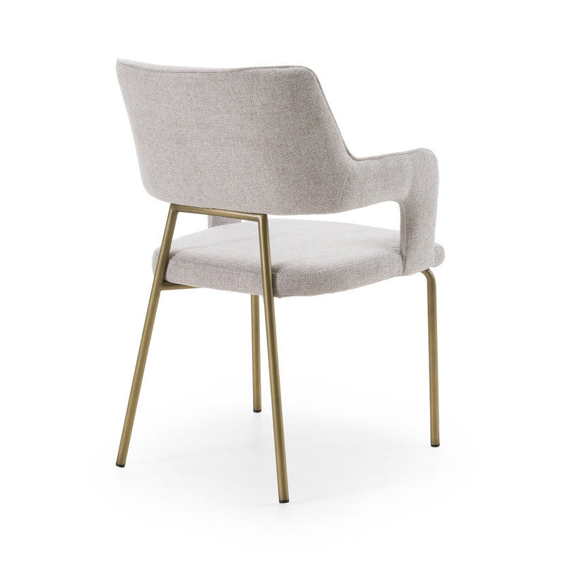 Childers - Modern Grey Fabric + Antique Brass Dining Chair — view 4
