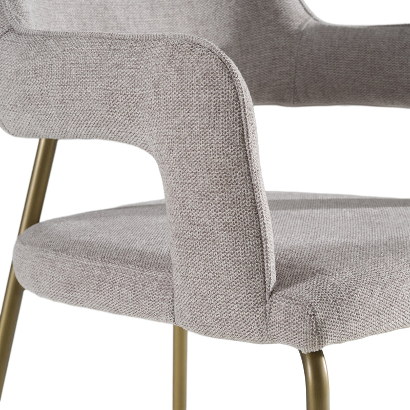 Childers - Modern Grey Fabric + Antique Brass Dining Chair — view 5