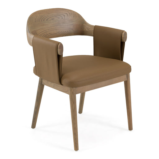 Chinook - Modern Brown Vegan Leather + Buckwheat Ash Dining Chair