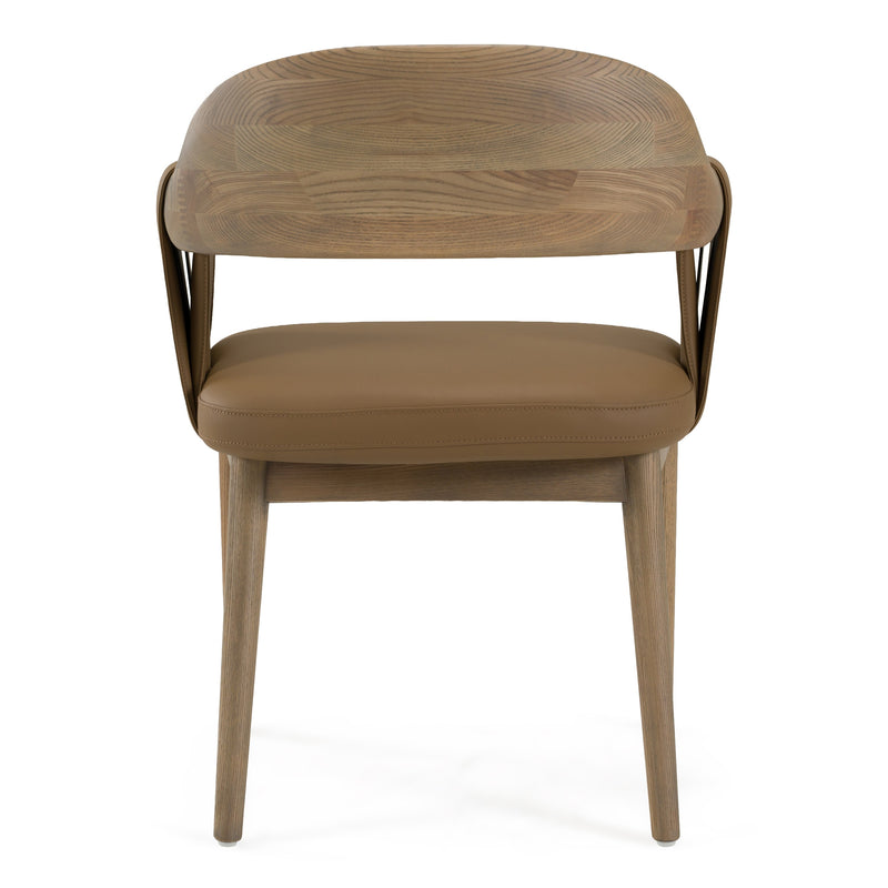 Chinook - Modern Brown Vegan Leather + Buckwheat Ash Dining Chair — view 4