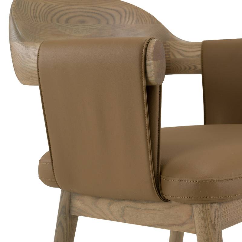Chinook - Modern Brown Vegan Leather + Buckwheat Ash Dining Chair — view 5