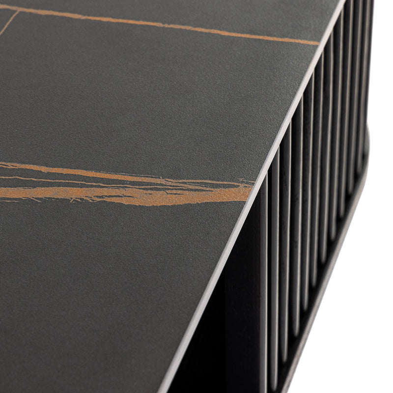 Chip - Modern Black Ceramic + Black Ash Square Coffee Table — view 3