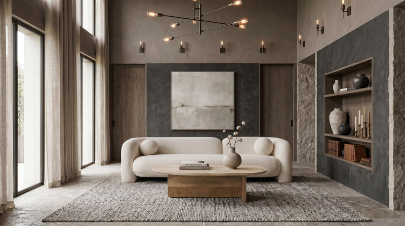 Chisholm - Modern Travertine Marble + Wood Freeform Coffee Table — view 4