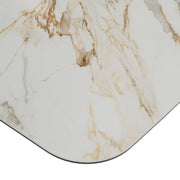 Chiswell - Contemporary White Ceramic + Brushed Brass Dining Table — view 5