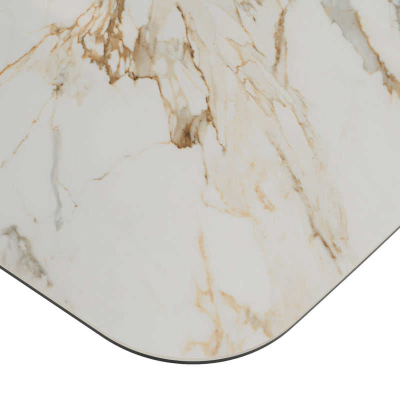 Chiswell - Contemporary White Ceramic + Brushed Brass Dining Table — view 5