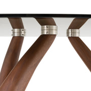 Christy - Mid-Century Modern Grey Glass + Walnut Round Coffee Table — view 3