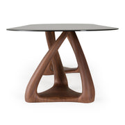 Christy - Mid-Century Modern Grey Glass + Walnut Oval Dining Table — view 3