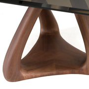 Christy - Mid-Century Modern Grey Glass + Walnut Oval Dining Table — view 5