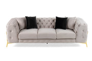 Clarice - Transitional Light Beige Velvet Sofa