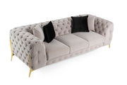 Clarice - Transitional Light Beige Velvet Sofa — view 2