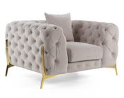 Clarice - Transitional Light Beige Velvet Chair — view 2