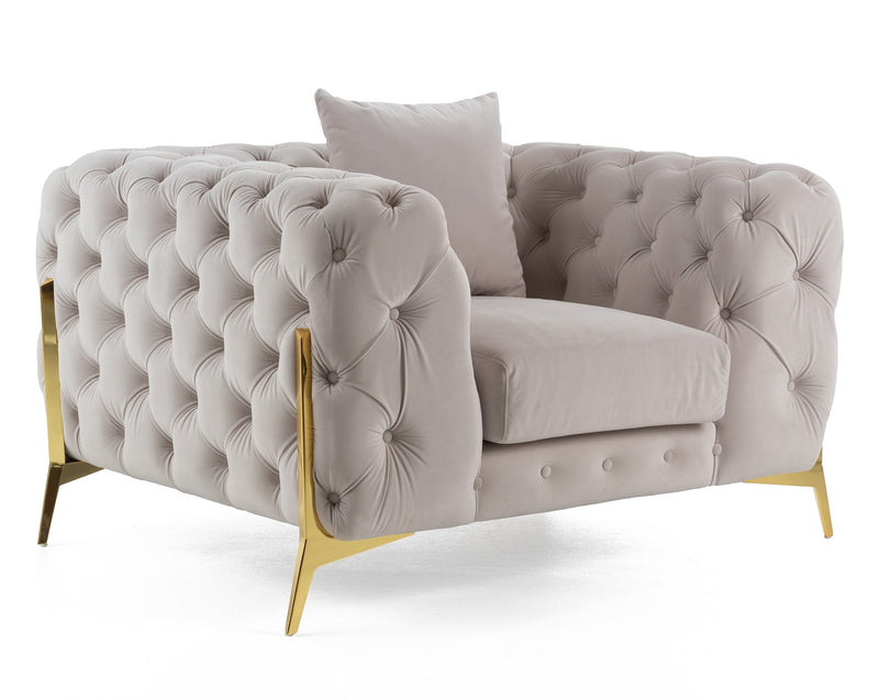 Clarice - Transitional Light Beige Velvet Chair — view 2