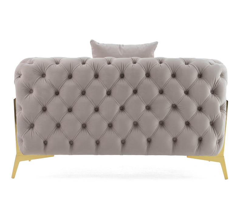 Clarice - Transitional Light Beige Velvet Chair — view 3