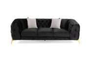 Clarice - Transitional Black Velvet Sofa