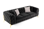 Clarice - Transitional Black Velvet Sofa — view 2