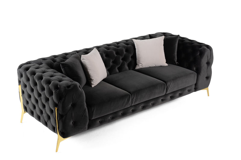 Clarice - Transitional Black Velvet Sofa — view 2