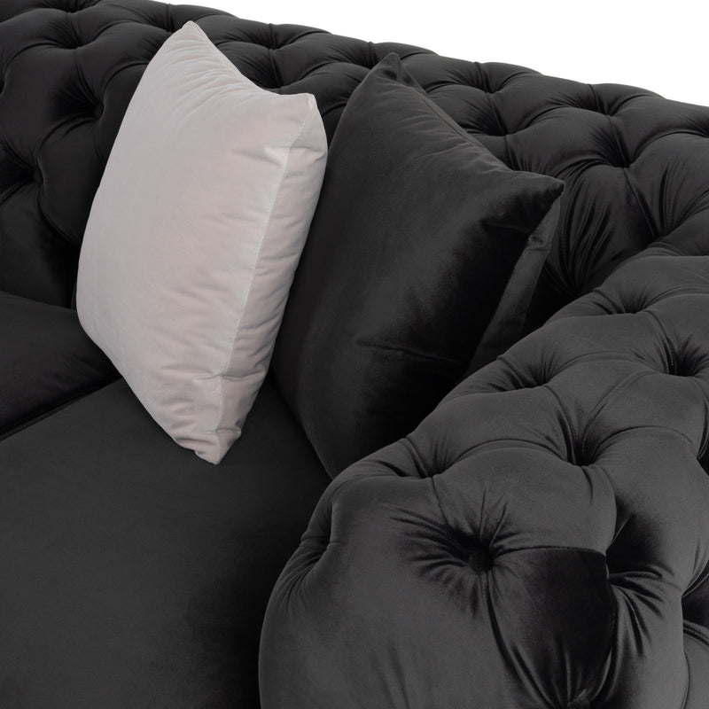 Clarice - Transitional Black Velvet Sofa Set — view 5