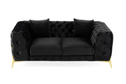 Clarice - Transitional Black Velvet Loveseat