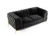 Clarice - Transitional Black Velvet Loveseat — view 2
