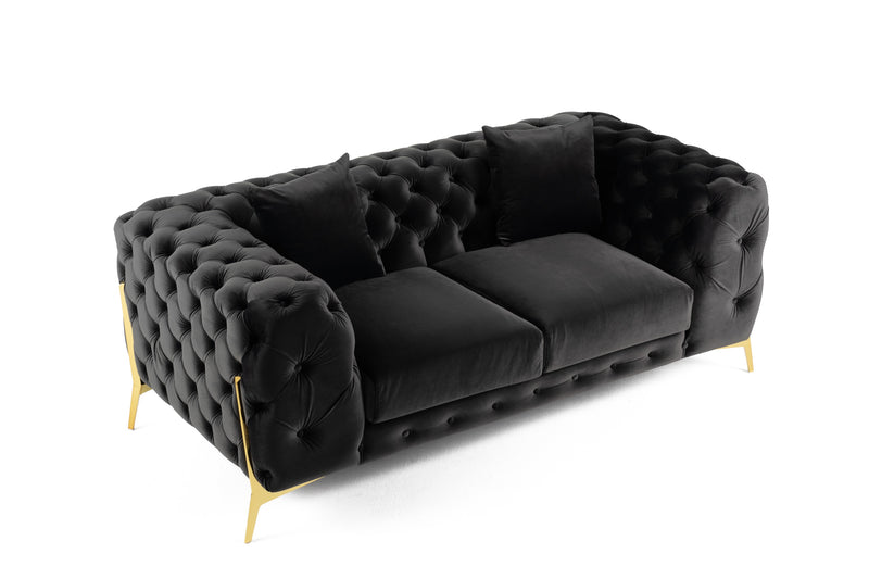 Clarice - Transitional Black Velvet Loveseat — view 2