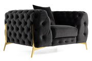 Clarice - Transitional Black Velvet Sofa Set — view 3
