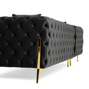 Clarice - Transitional Black Velvet Sectional Sofa — view 5
