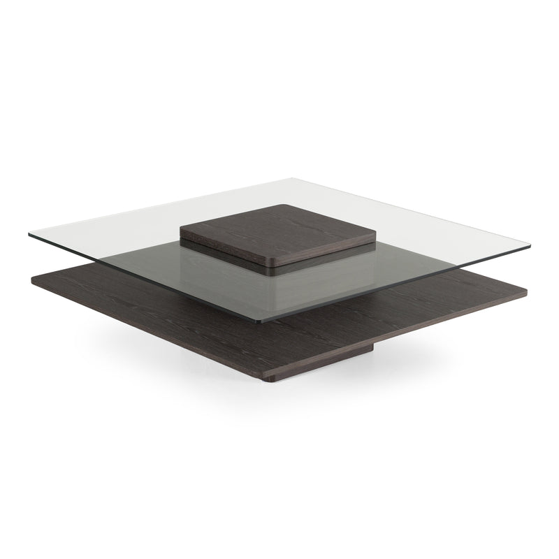 Clarion Modern Grey Elm & Glass Coffee Table