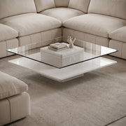 Clarion - Modern White & Clear Glass Coffee Table — view 3