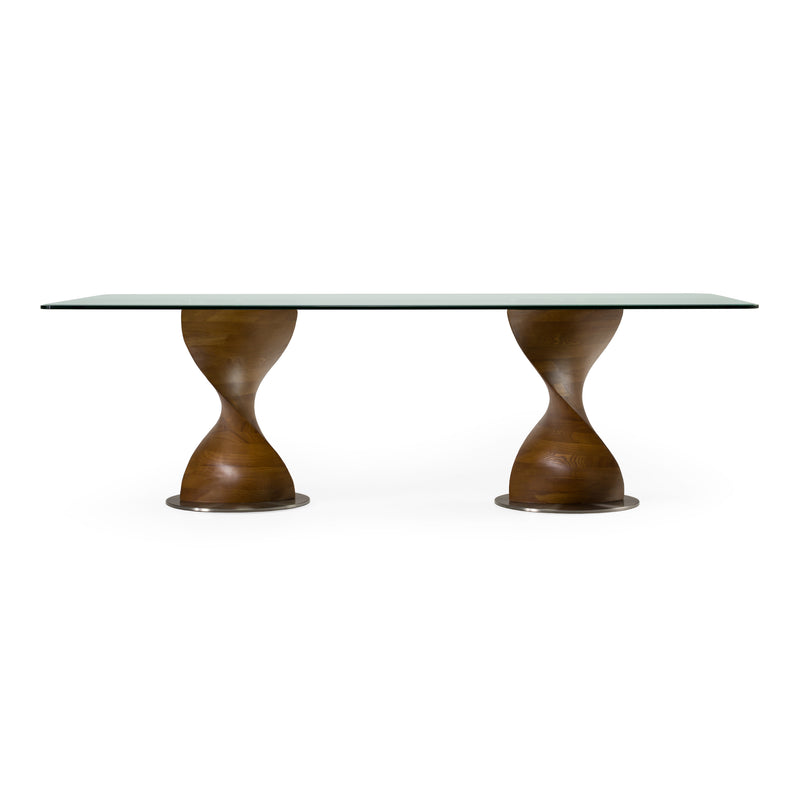 Cleveland - Contemporary Glass and Walnut Dining Table — view 4