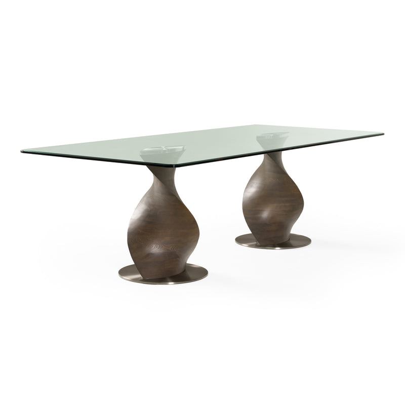 Cleveland - Contemporary Glass and Grey Ash Dining Table — view 3