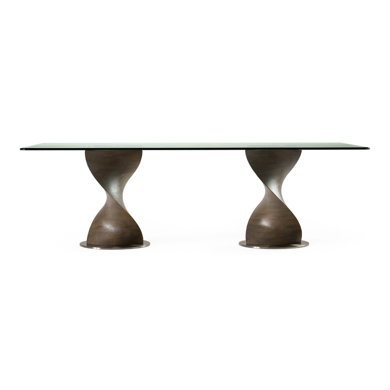 Cleveland - Contemporary Glass and Grey Ash Dining Table — view 4