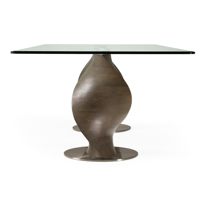 Cleveland - Contemporary Glass and Grey Ash Dining Table — view 5