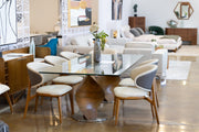 Cleveland - Contemporary Glass and Walnut Dining Table — view 3