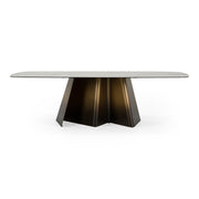 Clifford - Contemporary White Ceramic + Brushed Bronze Dining Table — view 3