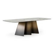 Clifford - Contemporary White Ceramic + Brushed Bronze Dining Table — view 4