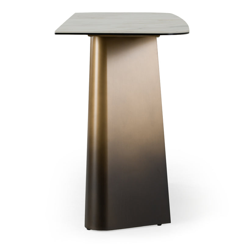 Clifford - Contemporary White Ceramic + Brushed Bronze Console Table — view 5