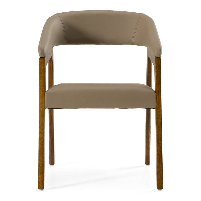 Clive Mid-Century Taupe & Walnut Dining Chair
