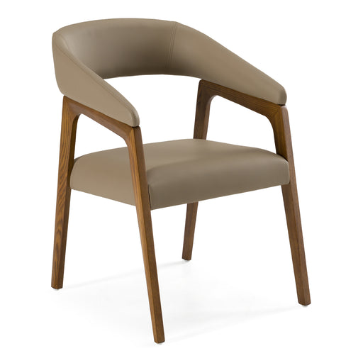 Clive Mid-Century Taupe & Walnut Dining Chair — view 2