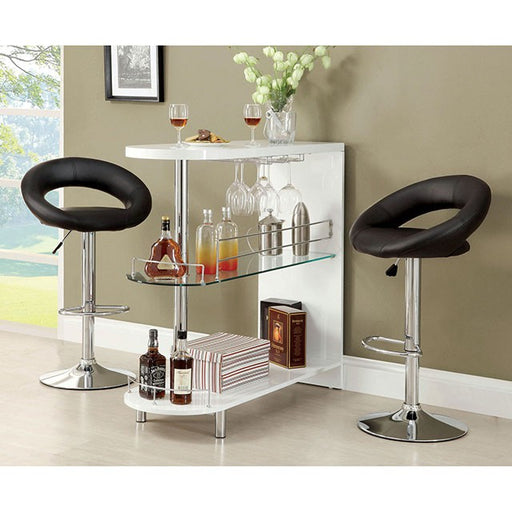 Numbi White/Chrome Mini Server - R&R Furniture Gallery (Fountain Valley, CA)